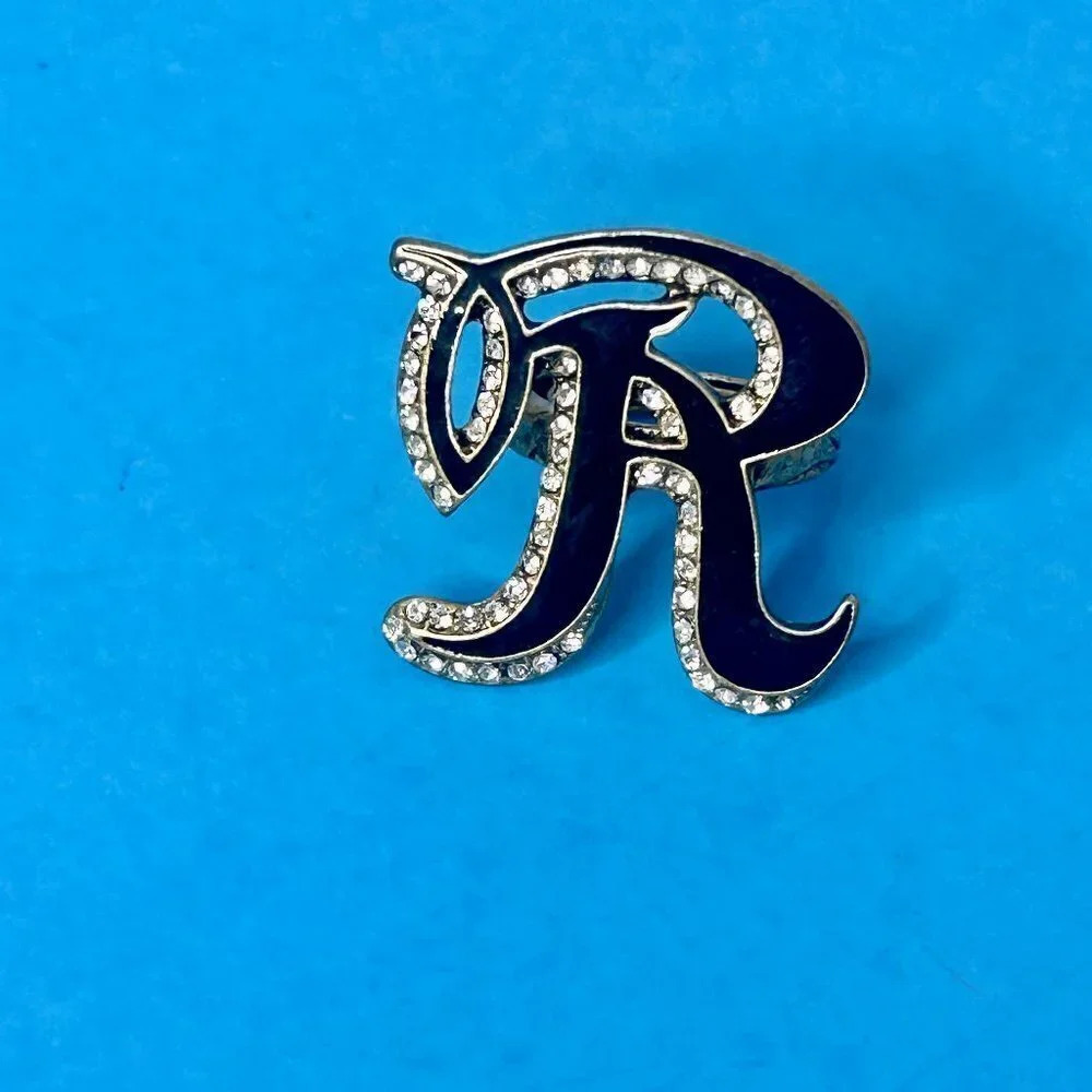 RACHEL Rachel Roy Large Black and Silver Initial Ring